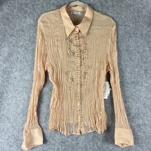 Vintage 90s Kaelyn Max II Top Womens 2X Beaded Rhinestone Crinkle Artsy Fairy